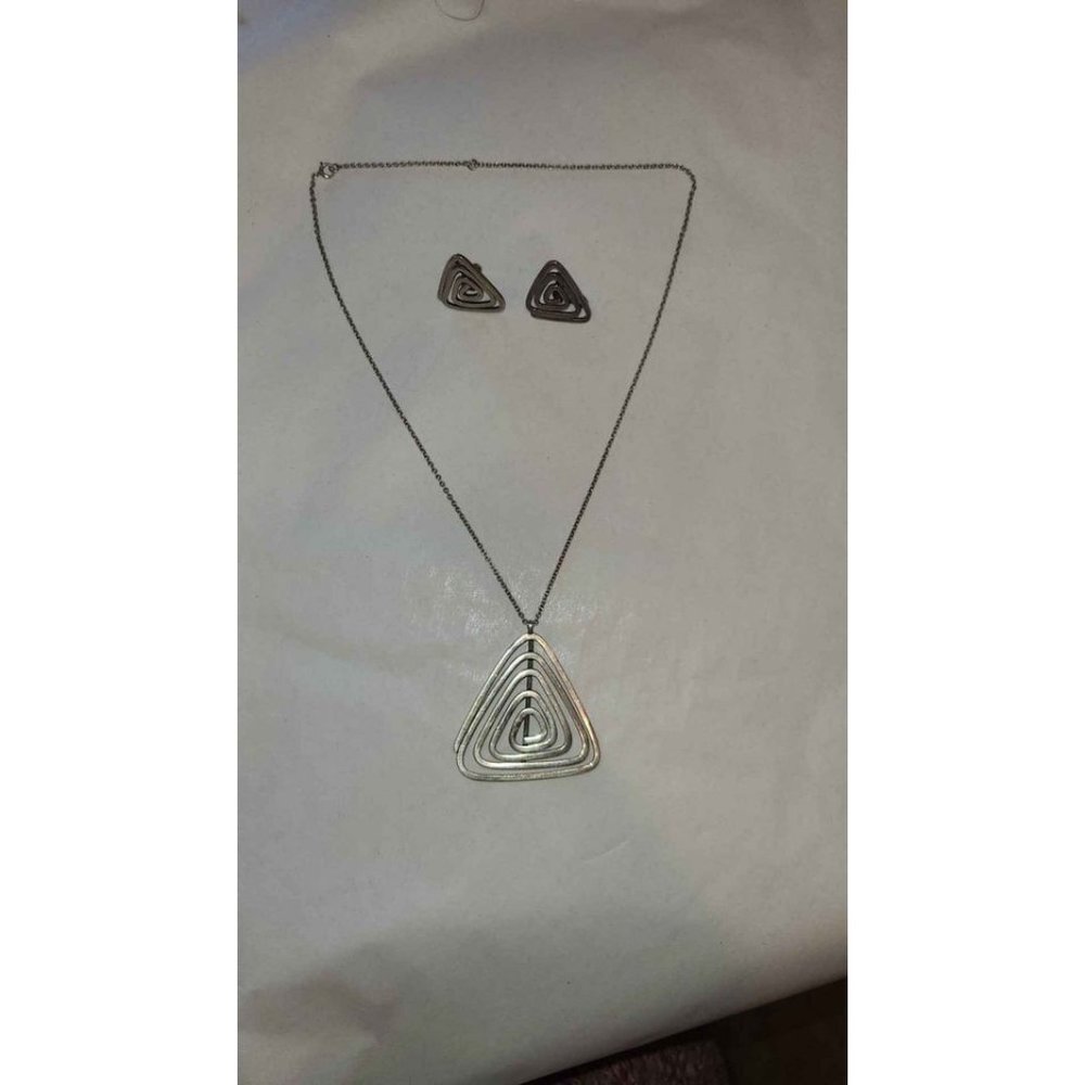 Vintage Sterling Silver Matching Necklace and Earring Set